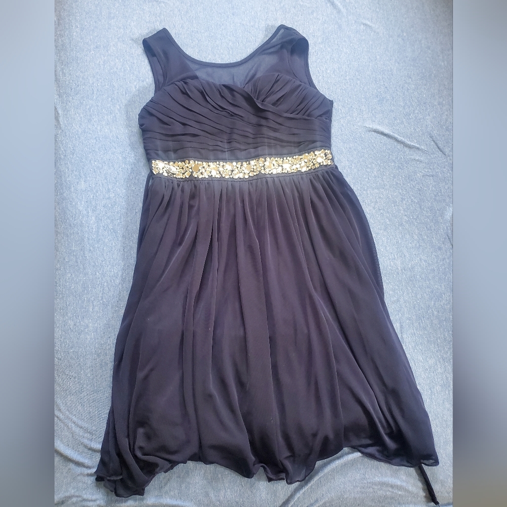 Navy Blue Speechless Size 10 dress with rhinestone belt.